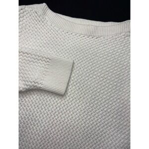 LL Bean Basket Weave‎ Womans XL-Reg Fisherman Sweater Boat Neck Nautical Ivory